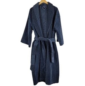 Nautica blue and black stripe plush robe